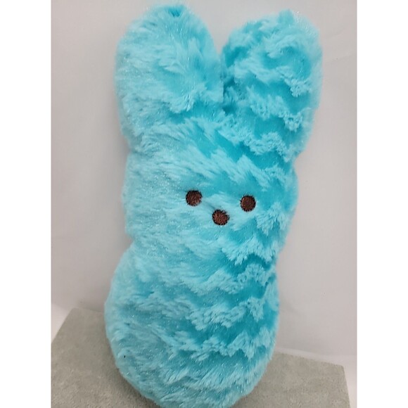 Peeps 10" Marshmallow Bunny Rabbit Blue Chevron Plush Stuffed Striped Fur 2016 - Picture 3 of 12